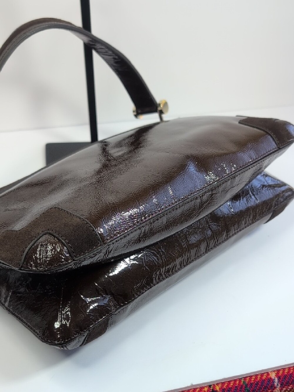 Anya Hindmarch Dark Brown Patent Leather And Suede Shoulder Bag - Picture 10 of 16